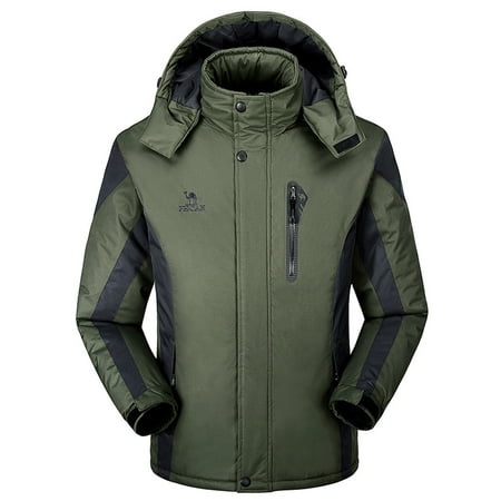 Men's Winter Outdoor Cashmere Thickening Hoodie Zipper Sport Hat Removable Coat
