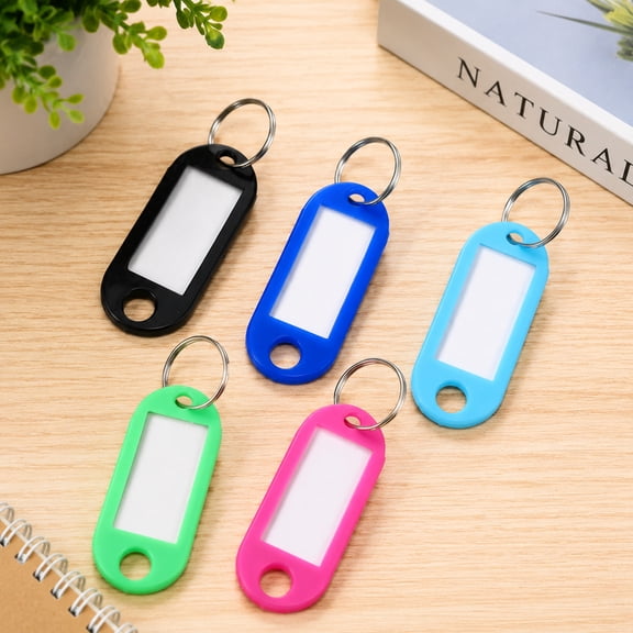 5PCS Key Tags with Rings, Plastic Key Labels and Writable Label Holders for Keys, Luggage and Storage