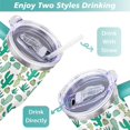 thumbnail image 5 of 40oz Desert Green Cactus Flower Stainless Steel Flip Straw Tumbler Spill Proof Travel Cup Double Wall Vacuum Insulated Coffee Mug with Top Handle, 5 of 6
