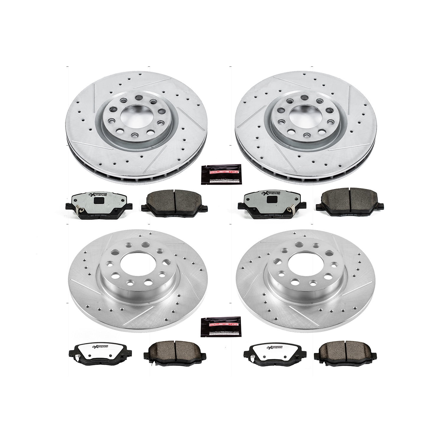 PowerStop Front and Rear Z36 Truck & Tow Carbon-Fiber Ceramic Brake Pad and Drilled and Slotted Rotor Kit Fits: FIAT JEEP Select Models K7300-36