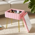 thumbnail image 2 of Kbun Faux Fur Vanity Stool with Storage, Makeup Ottoman Chair with Upholstered Seat, Metal Legs & Anti-Slip Feet for Bedroom, Living Room, Pink, 2 of 9