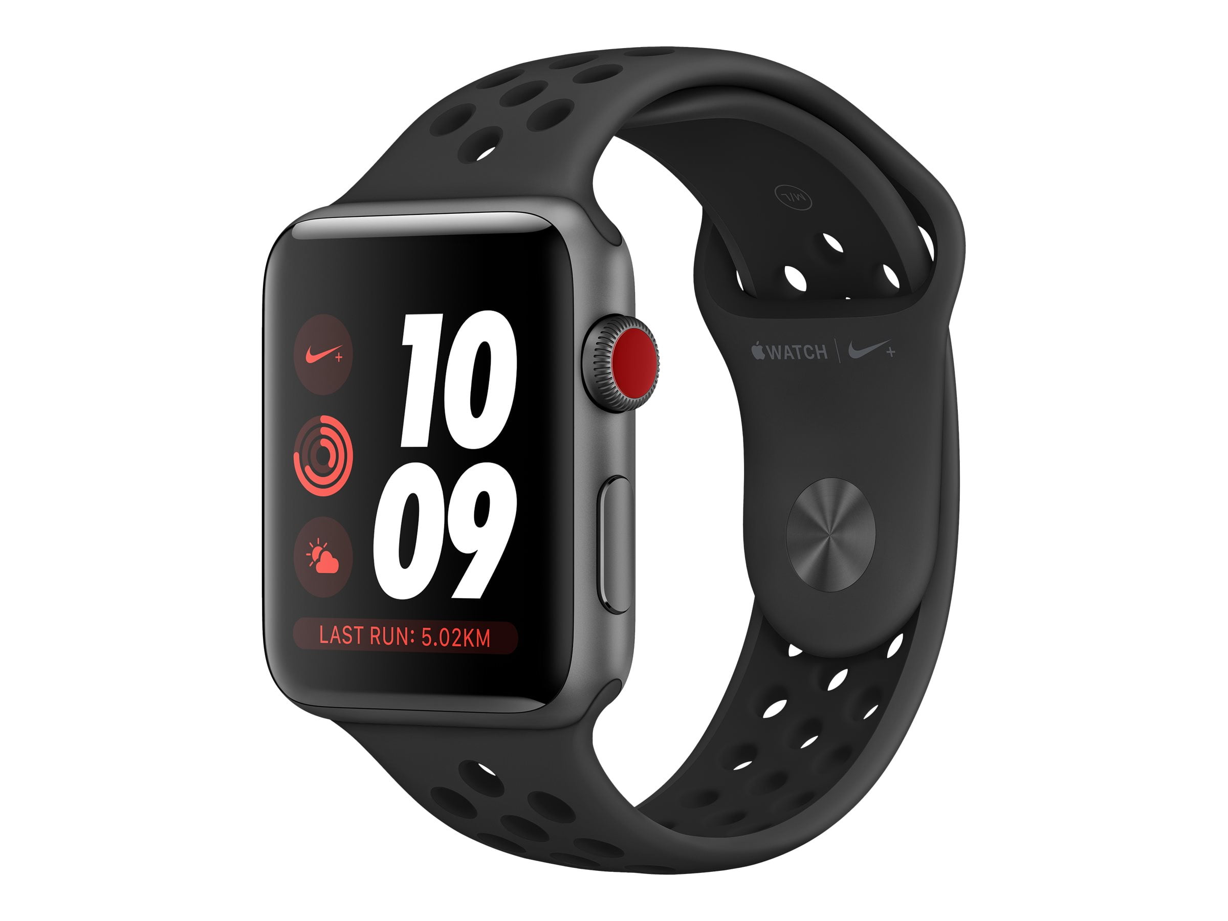 Apple Watch Nike+ Series 3 (GPS + Cellular) - 38 mm - space gray aluminum -  smart watch with Nike sport band - fluoroelastomer - anthracite/black - 