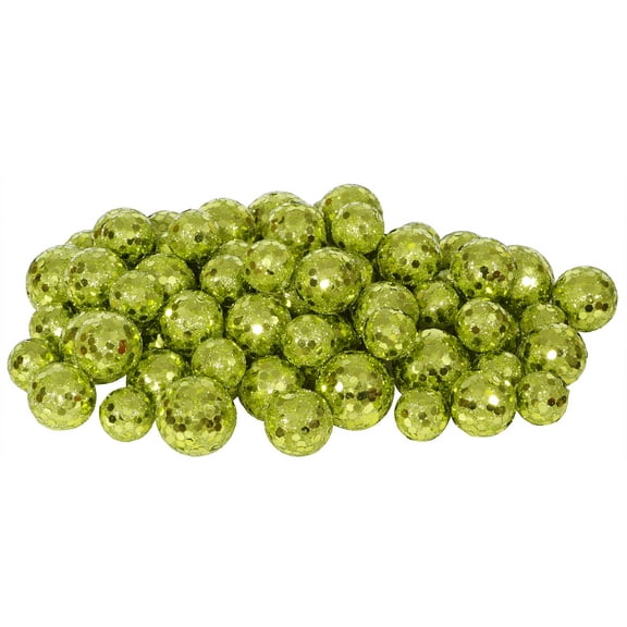Vickerman 20MM/25MM/30MM Lime Glitter Styrofoam Ball Christmas Ornament, 72 per Bag