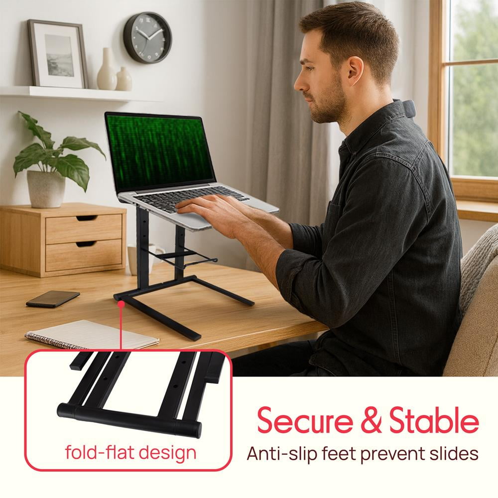 Pyle Universal Portable Foldable Professional DJ Laptop Stand w/ Accessory Tray