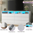 thumbnail image 4 of 6-Drawer White Dresser with Charging Station & LED Lights, 63" Long Double Dresser TV Stand with 12 Storage Compartments & 4 Open Cubbies, Wide Modern Dresser Cabinet for Bedroom, Fits up to 75" TV, 4 of 14