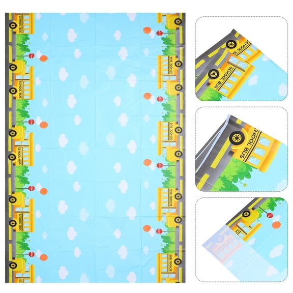 Raindrops Back to School Party Tablecloth with Clear Printing and Bright Colors for Dining Table Decor PE Multi 50x90 inches
