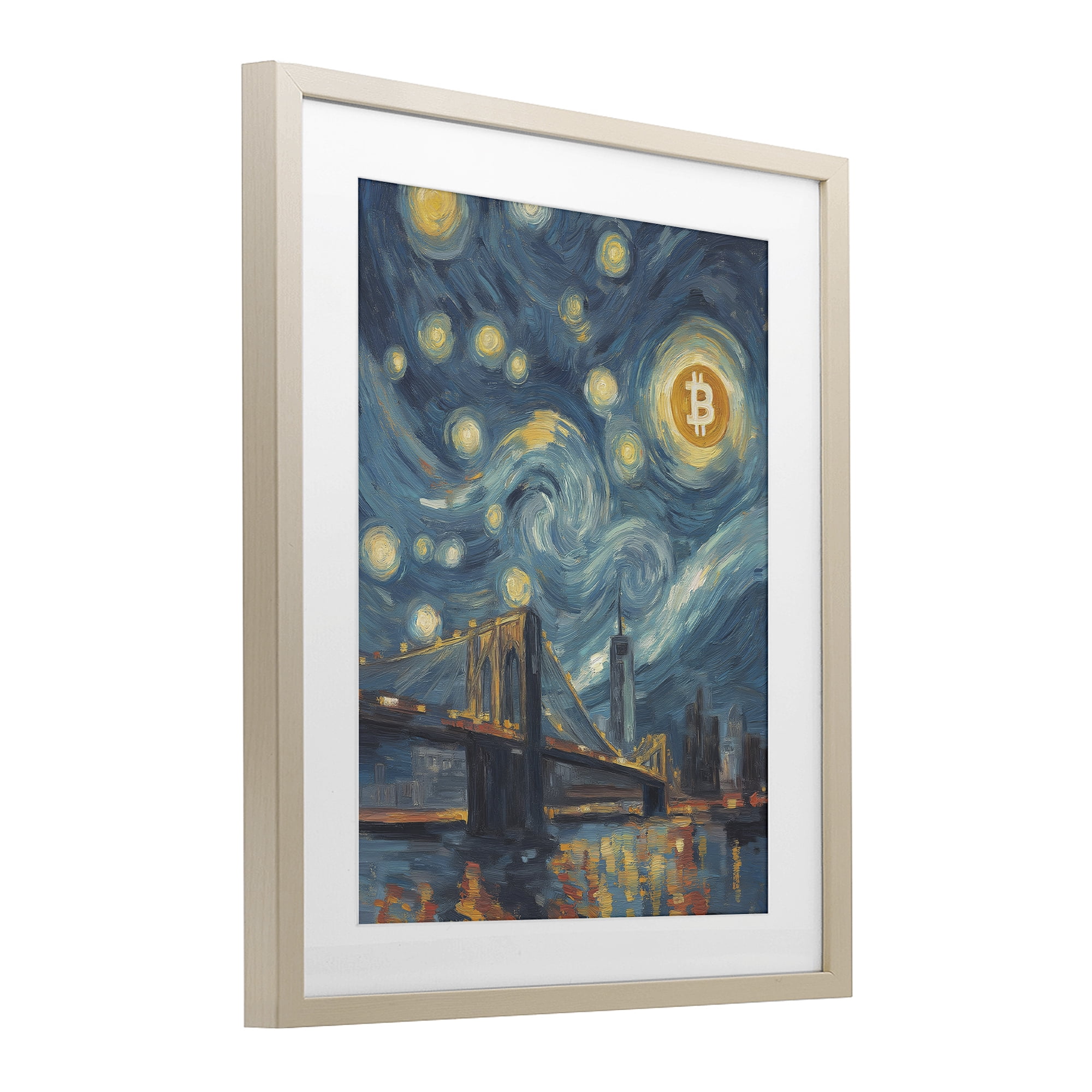 Stupell Industries Iconic Blockchain Moonlight Birch Framed Print Under Glass, design by Svetlana Aleynikova