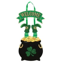 St Patrick's Day Wall Decorations Pot Of Gold Hanging Dangling Door Decoration Welcome Sign 1pc Glittery Wooden Hanger Home Window Holiday Party Ornament Festive Decor & CUSTOM Storage Carrier