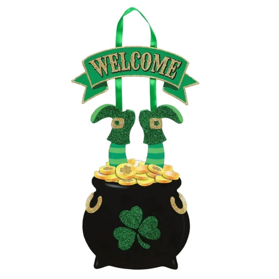 St Patrick's Day Wall Decorations Pot Of Gold Hanging Dangling Door Decoration Welcome Sign 1pc Glittery Wooden Hanger Home Window Holiday Party Ornament Festive Decor & CUSTOM Storage Carrier