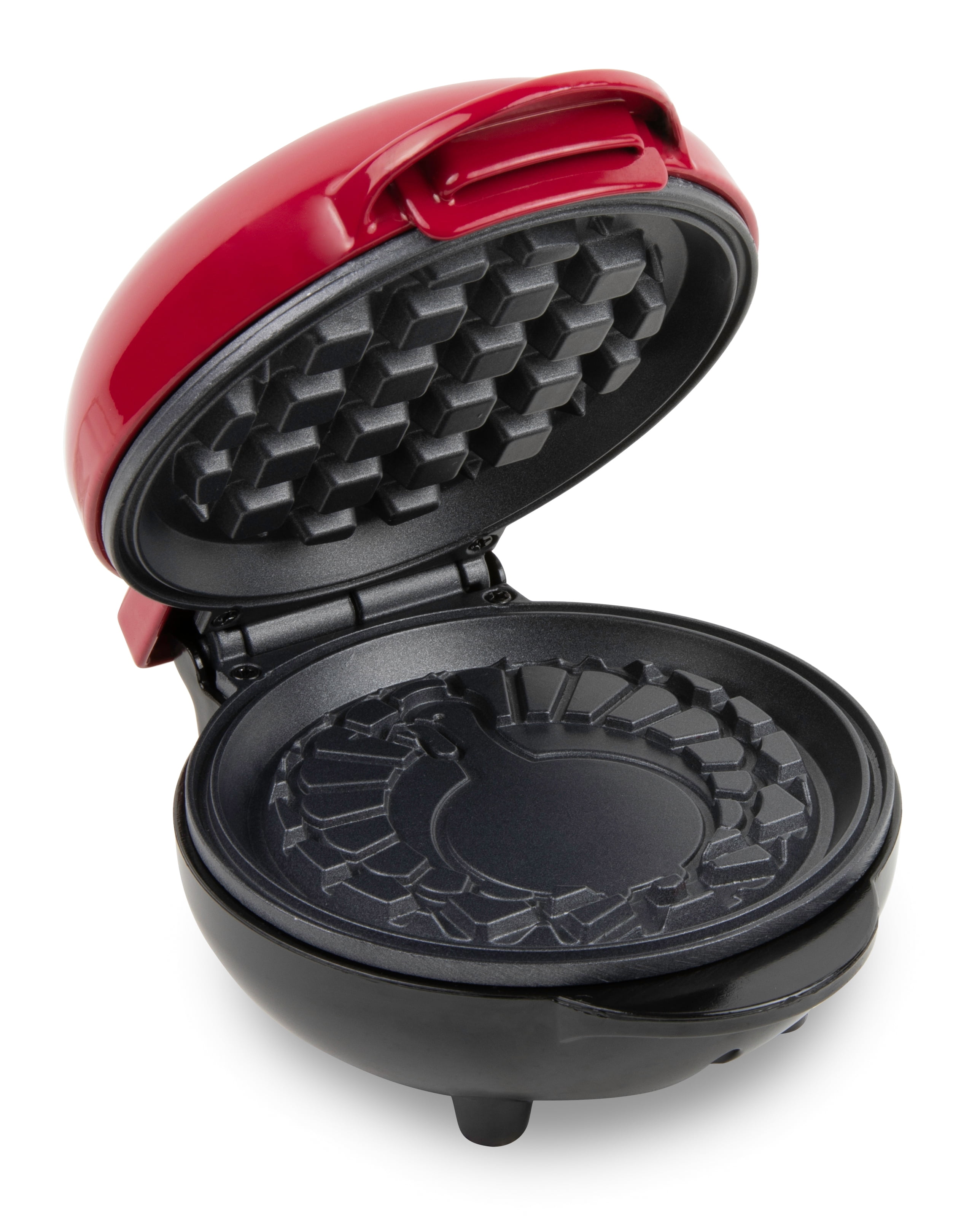 Nostalgia MyMini Turkey Shaped Mini Waffle Maker with Cool-Touch Handles, 550W, Maroon
