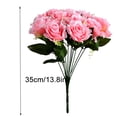 thumbnail image 2 of Ramo de flores de rosas artificiales de 12 cabezas, decoración floral de simulación, ramo de flores falsas para bodas, color rosa Speravity HA7624-02B, 2 of 6