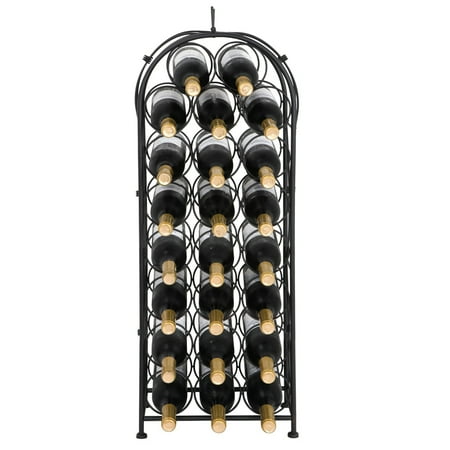Simple Wine Racks ZENY Freestanding Solid Steel Wine Rack - Simple Stylish Design Liquor Display Cabinet Wobble-Free Storage (23 Bottles, Arched) ()
