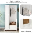 thumbnail image 3 of EUROCO 70.35" Entryway Hall Tree with Storage Bench and Coat Rack, 3 Hooks, Adjustable Shelves for Hallway Living Room Bedroom Home,White, 3 of 7