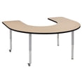 thumbnail image 1 of ECR4Kids 60in x 66in Horseshoe Everyday T-Mold Adjustable Activity Table Maple/Black/Silver - Super Leg, 1 of 2