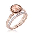thumbnail image 3 of Gorgeous Art nouvea 1.60 Ct Round Cut Morganite And Diamond Moissanite Engagement Ring, Boho Moissanite Wedding Ring, One Matching Band in 925 Sterling Silver With 18k Rose Gold Plating Gift For Her, 3 of 3