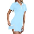 thumbnail image 2 of 2 Piece Short Sets for Women Summer Dressy Summer Vacation Beach Outfits Loungewear Slim Fit Stretch Zipper Short Sleeve Short Sport Set Matching Outfits, 2 of 3