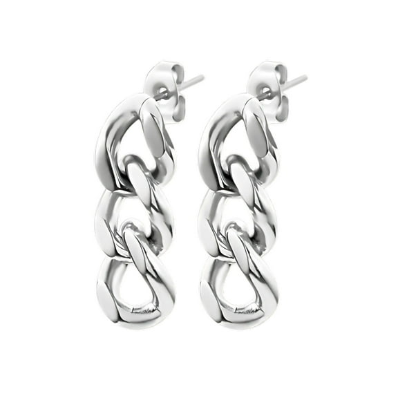 Cuban Chain Link Dangle Chunky Earrings for Women Gold or Silver Stainless Steel Ginger Lyne Collection