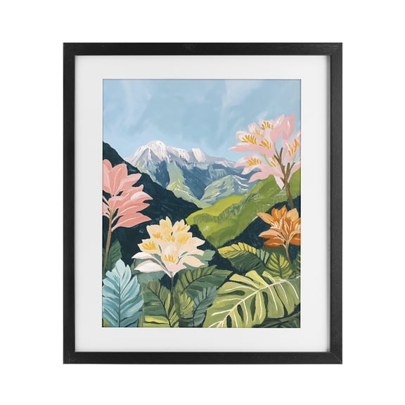 Stupell Industries Contemporary Tropical Mountain Landscape Black Framed Print Under Glass, 13 x 16, by The Prints Vibe