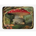 thumbnail image 1 of Mushroom Bath Mat, Shroom House in Enchanted Forest wih Ladybug and Snail Whimsical Tree, Non-Slip Plush Mat Bathroom Kitchen Laundry Room Decor, 29.5 X 17.5 Inches, Red Pale Coffee Green, Ambesonne, 1 of 2