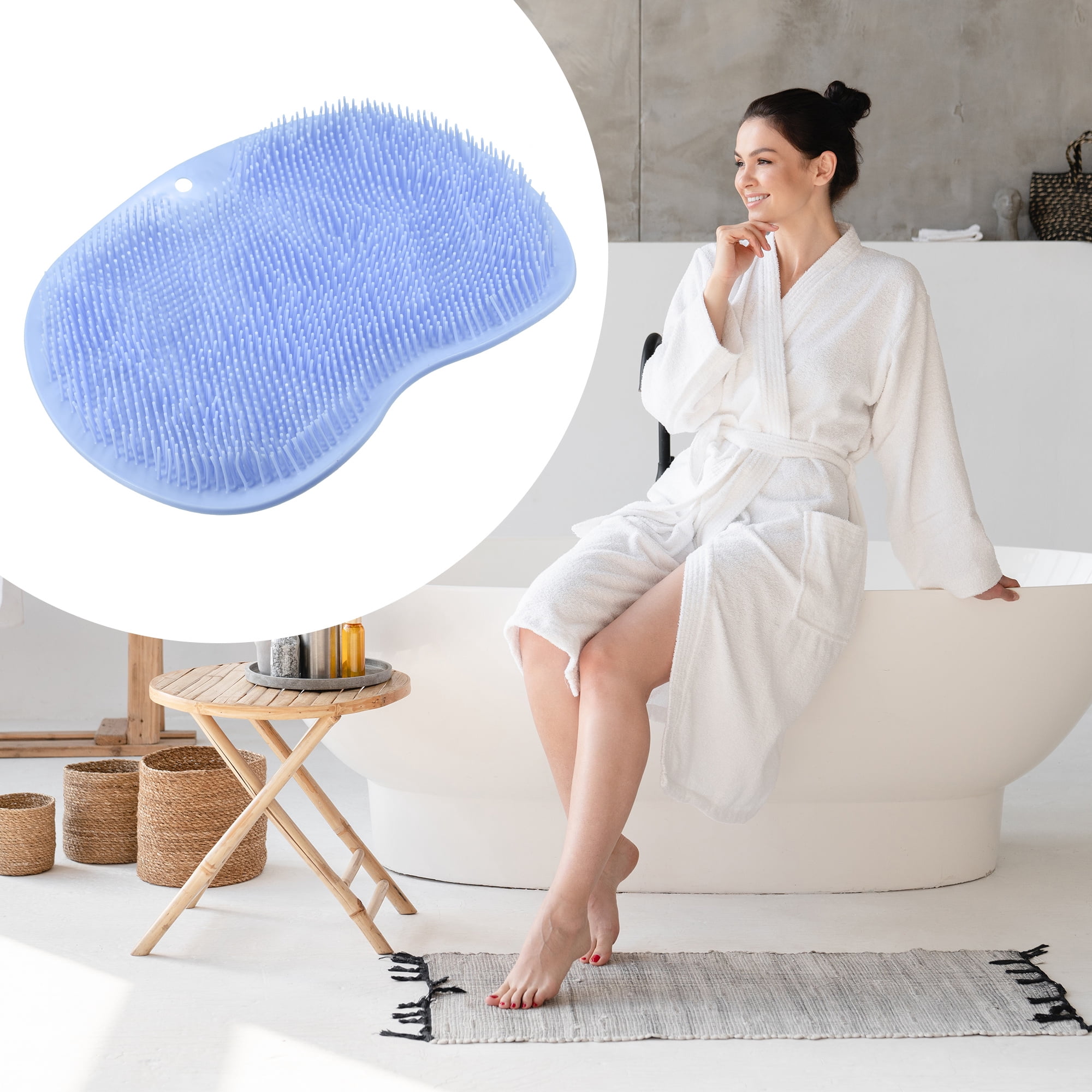 Unique Bargains Foot Clean Massager Scrubber with Suction Cups 11.81"x9.84" Blue