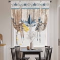 thumbnail image 3 of Texas Star Rustic Balloon Curtains 63 Inch Length for Living Room/Bedroom, Country Blue Berry Brown Wooden Plank Rod Pocket Privacy Door Curtains Decorative Tie Up Shade for Window 52"x63", 3 of 8