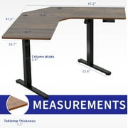 VIVO Electric 47 x 47 Corner Desk, Rustic Vintage Brown Table Top, Black Frame