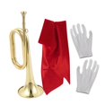 thumbnail image 3 of BELOVING Trumpet Cavalry Trumpet with Red Cloth 32cm with Gloves Bugles for Professionals, 3 of 10