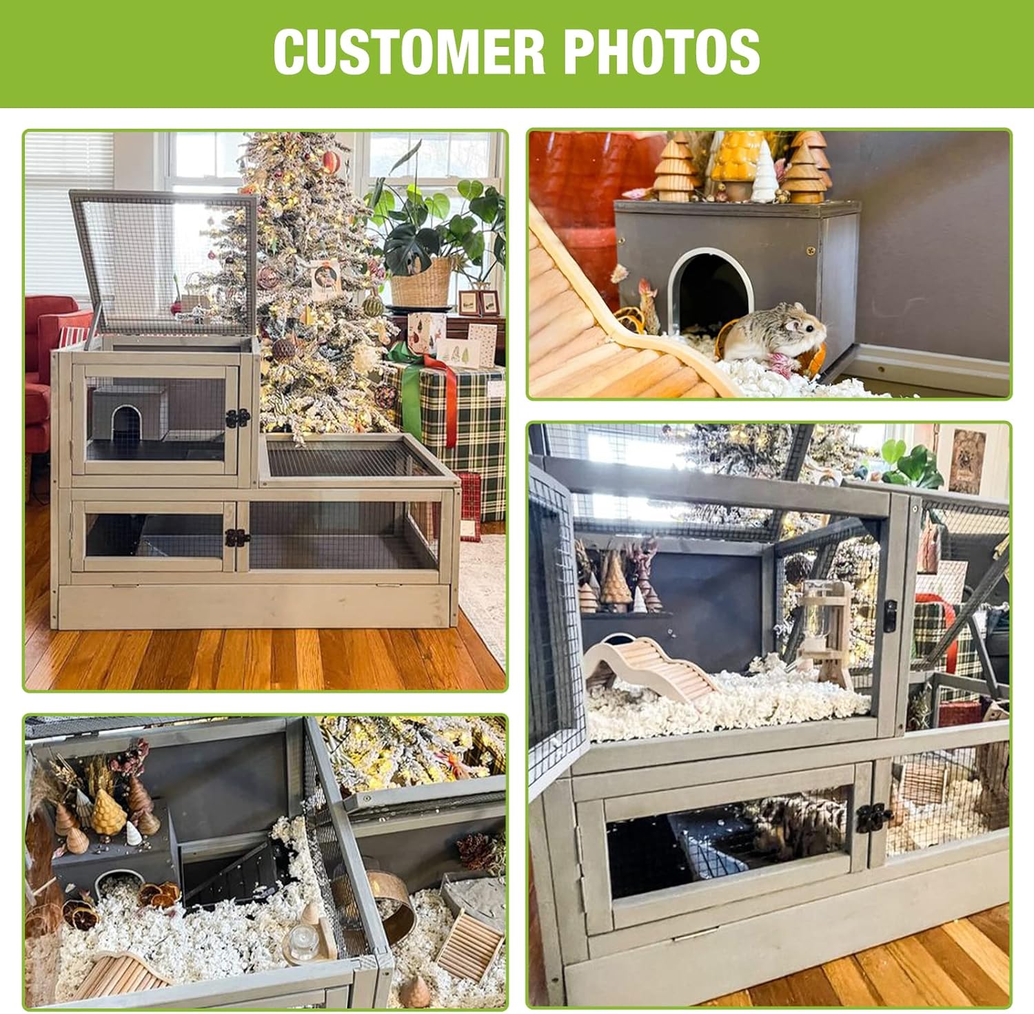 BUTINGLALE Hamster Cage 2 Story Guinea Pig Cage Large Rat House Indoor Rabbit Cage Outdoor Bunny Hutch with Leakproof PVC Floor and Anti-Chewing Edge