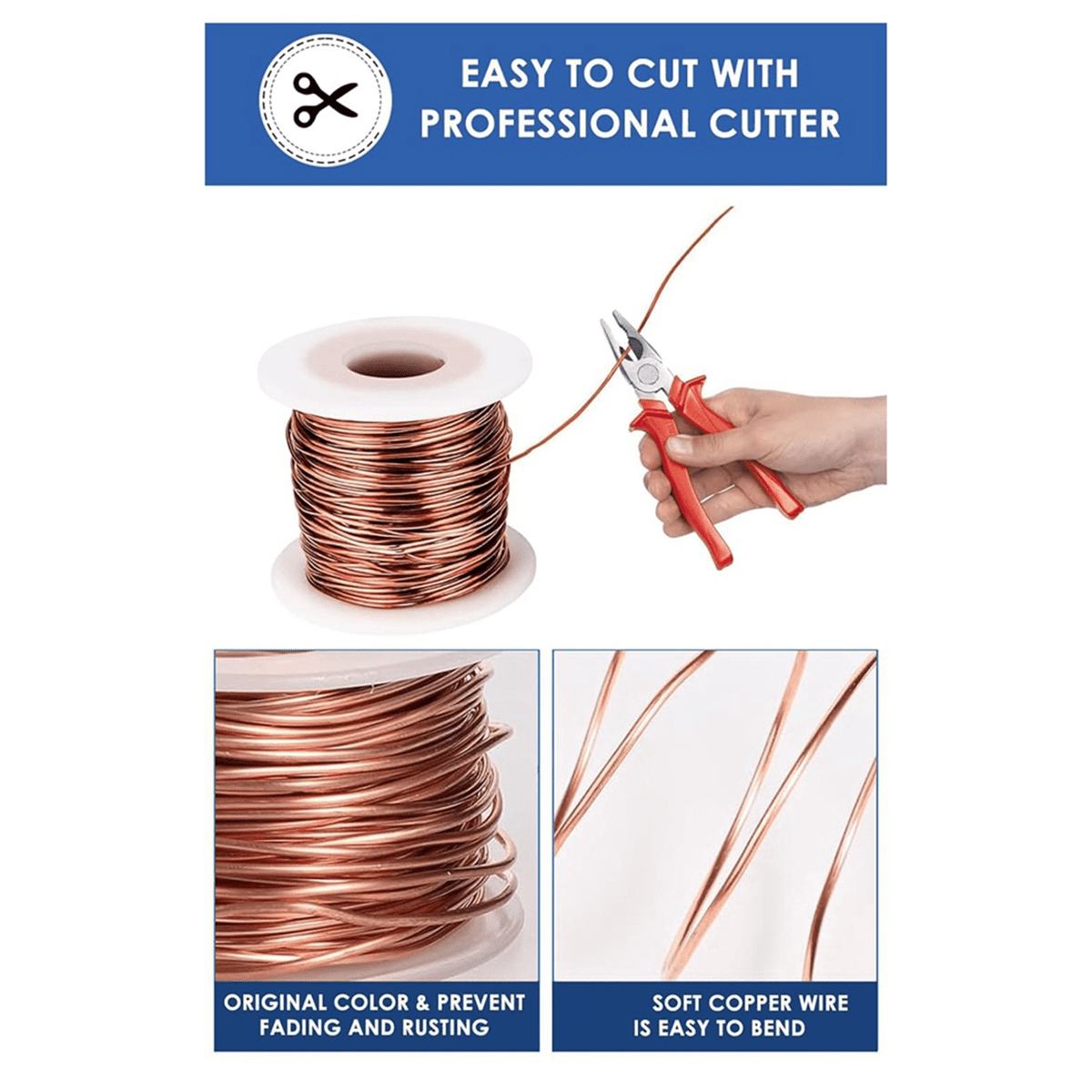 99.9% Soft Copper Wire - 18 Gauge 1mm - 200 Feet, Pure Bare Copper Wire  for Jewelry Making Gardening