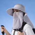 thumbnail image 2 of Audhol Hats for Women Sun Hat Sun Wide Brim Bucket Hat Foldable Outdoor Baseball Cap With Shawl Hat Grey One Size, 2 of 4