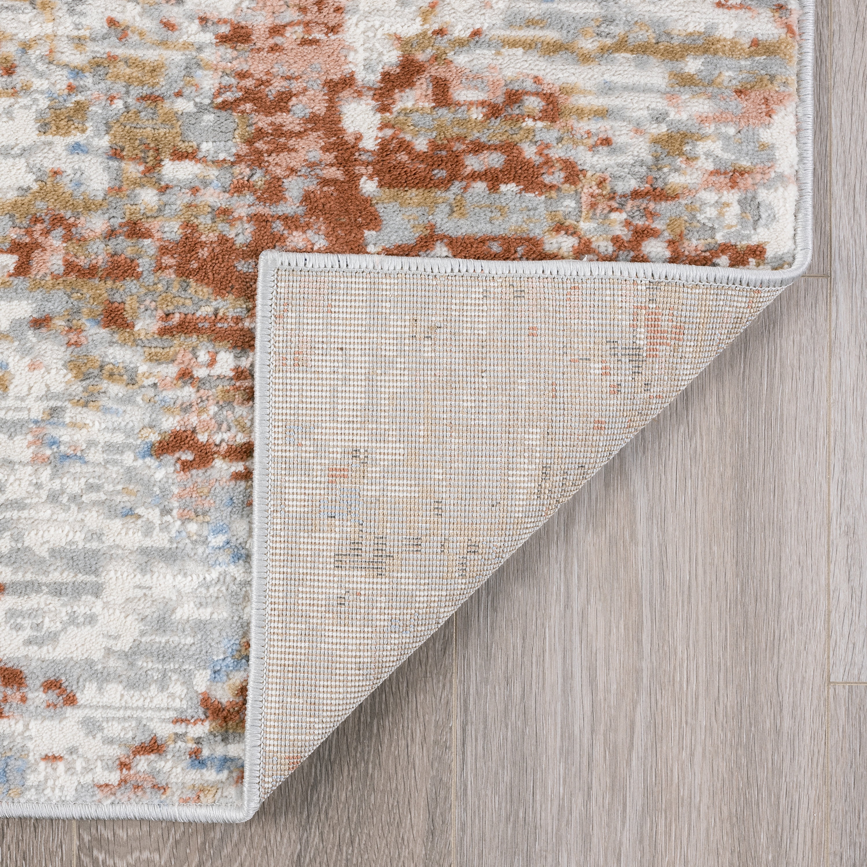 Yardley Distressed Contemporary Abstract Rust, Gray Indoor Area Rug, 2' x 7'