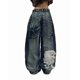 thumbnail image 1 of Pantalones vaqueros unisex estilo hip-hop gótico urbano de talle alto y corte holgado con diseños rasgados y bordados for hombre y mujer, 1 of 3