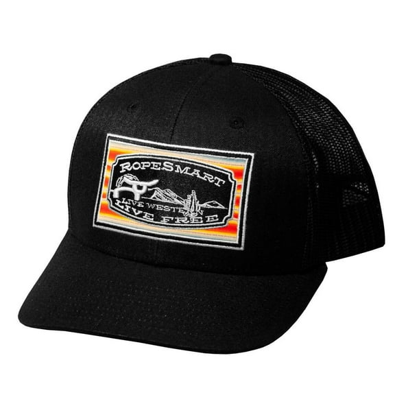 RopeSmart Black Serape Live Free Desert Square Patch Cap