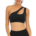 thumbnail image 2 of Single Shoulder Sport Bras for Women Asymmetrical Shoulder Wirefree Padded Sports Bras Medium Support Yoga Bra Removable Cups, 2 of 6