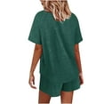thumbnail image 7 of Lindreshi 2 Piece Outfits for Women Summer Fashion Women Casual Solid Short Sleeve Button Tops Nightwear Shorts Sleepwear Sets, 7 of 7