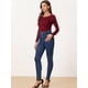 thumbnail image 2 of Top de encaje Con Bordado de Flores Allegra K Mujer Borgoña S, 2 of 6