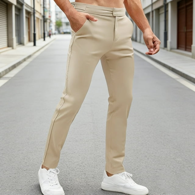 Pantalons Décontractés pour Hommes - Pantalons Classiques Décontractés pour Affaires et Loisirs avec devant Plat Confortable Performance Extensible