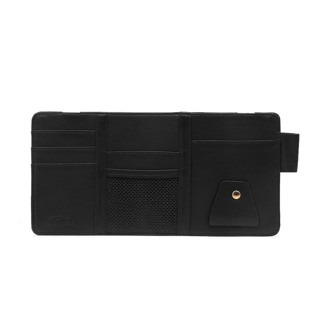 Black Faux Leather Car Sun Visor Card Holder Multipurpose Storage Bag