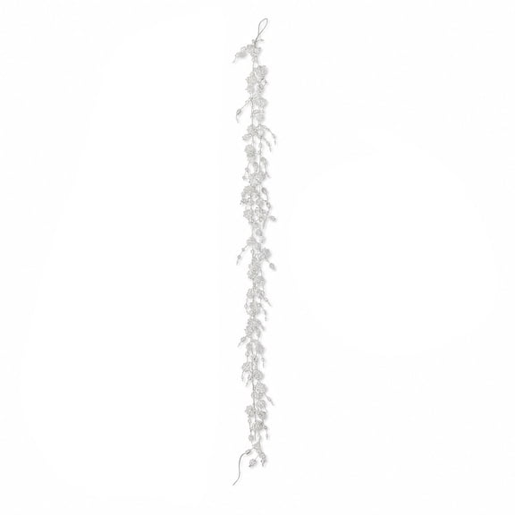 Aximioll 6.6Ft Christmas Snowflake Beaded Garland with Snowflake Beads, Holiday Decor for Tree, Mantel, Fireplace and Doorway