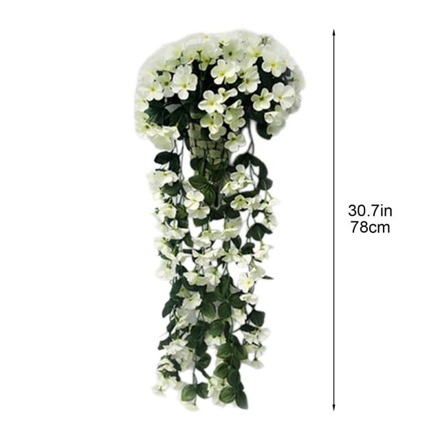 Fesfesfes Rattan Flower Basket with Artificial Roses,Hanging Planter Decor for Balcony Railings,Office Partitions Garden