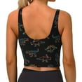 thumbnail image 3 of Fotbe Neon Dinosaur Pattern Womens' Sports Bra Longline Wirefree Padded with Medium Support Sports Moisture-Wicking Workou Vest,Tank Top-, 3 of 9
