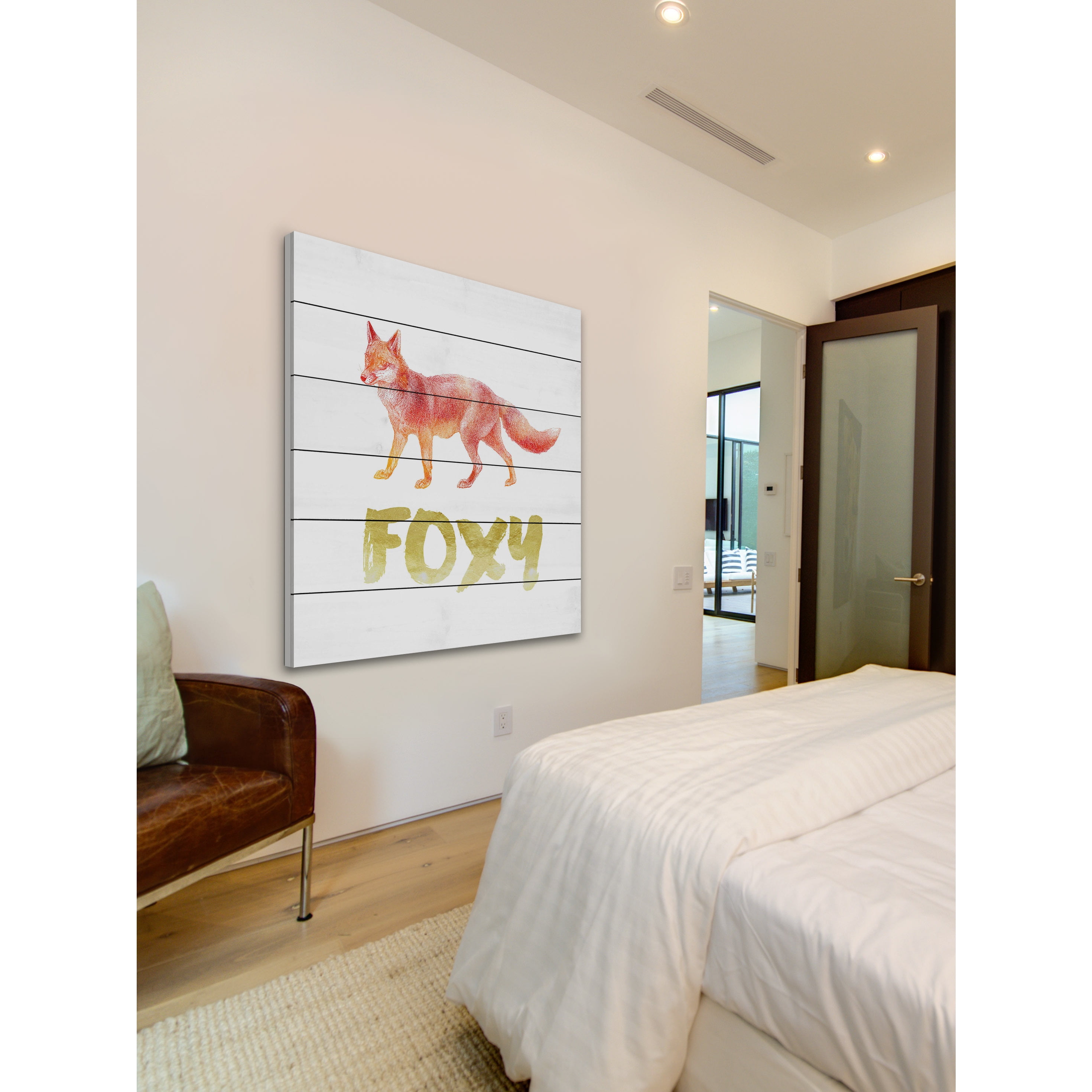 "Foxy" Painting Print on White Wood