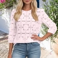 thumbnail image 4 of Ruimatai Women's Lace Blouses 3/4 Sleeve Floral Embroidered Round Neck Pullover Tops for Casual Daily Wear, 4 of 6
