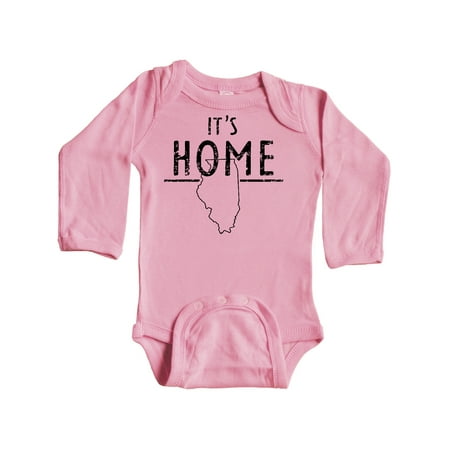 

Inktastic It s Home- State of Illinois Outline Distressed Text Gift Baby Boy or Baby Girl Long Sleeve Bodysuit
