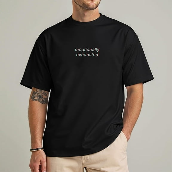 New Emotionally Exhausted T-Shirt | Aesthetic Glitch Art Grunge Graphic Tee| Streetwear for Men & Women, DTG Print, Unisex Shirt