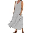 thumbnail image 3 of WRKEKC Robes d'Été Décontractées pour Femmes, Robe T-Shirt pour Femmes, Robe d'Été Tendance pour Femmes pour les Vacances, Couleur Unie, Sans Manches, Ajourée, Midi, de Fête, de Plage, 3 of 7