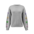 thumbnail image 5 of Diufon Long Sleeve Sweaters for Women Fall Round Neck Pullover Tops Trendy Heart Printed Blouses, 5 of 7