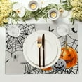 thumbnail image 2 of Halloween Placemats, Colorful Spooky Pumpkins Spider Web Bats Linen Place Table Mats Washable Stain Resistant for Kitchen Dining Party Holiday Tabletop Decor, Set of 4, 12x18 inches, 2 of 5