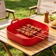 thumbnail image 5 of JHyouerji Silicone Air Fryer Liner Baking Tray Red Food Grade Non Stick Reusable Oven Microwave Pizza Cake Bakeware Foldable Storage Kitchen Accessory, 5 of 6