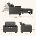thumbnail image 2 of Couch Bed, Lofka Convertible Sofa and Couch Bed with Adjustable Backrest, Dark Gray Recliner, 2 of 8